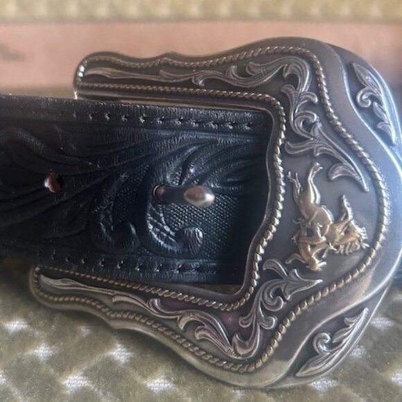 Tony Lama Men's Black Westerly Ride Tooled Leather Western Belt C41513 Size 44 - Picture 2 of 16